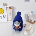 Borsa a tracolla in tela carina per bambini con pupazzo di peluche mucca, mini borsa alla moda. - Mucca Blu
