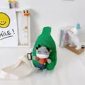 Borsa petto in tela per bambini simpatico cartone animato mucca borsa a tracolla mini - Mucca Verde