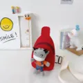 Borsa torace carina per bambini con ciondolo mucca di peluche, mini borsa a tracolla rossa. - Bue Rosso