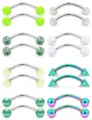 16Stk 16G Edelstahl gebogene Hantel Piercing Schmuck Set bunte Kugeln und Kegel - 6mm / Stil B