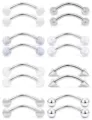16 Stueck 16G Edelstahl Gebogene Hantel Augenbraue Nippel Piercing Schmuck Set Sortiert - 6mm / Stil A