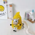 Simpatico borsa a tracolla petto per bambini con bambola mucca di peluche, borsa tela elegante. - Mucca Gialla