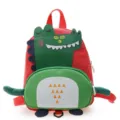 Cute cartoon dinosaur toddler backpack in red and green, ideal for kindergarten boys daily use. - Red