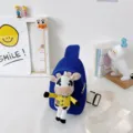Borsa a tracolla blu per bambini simpatico cartone animato mucca peluche zainetto - Mucca Blu