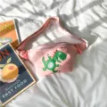 Pink cute dinosaur chest bag for kids, casual canvas waist fanny pack for boys and girls. - L / Pink