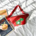 Kids red waist bag cute dinosaur cartoon chest bag casual children shoulder crossbody bag. - L / Red