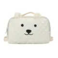 Kinderen witte gewatteerde beren rugzak tas, schattige cartoon dier canvas schooltas variant - Wit