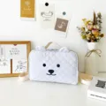 Leuke kinder witte beren gewatteerde canvas rugzak, kleine peuter schoudertas. - Wit