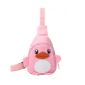 Cute pink cartoon duck nylon chest bag for kids, stylish shoulder crossbody bag daily use. - Pink