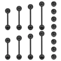 Black stainless steel straight barbell body piercing jewelry set, tongue ring and ear studs. - 1.6mm(14g) / Black