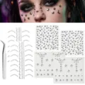 Pegatinas de estrás para la cara joyas faciales cristales de maquillaje 6 hojas - 6 Piezas / Pegatinas Plateadas