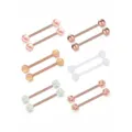 12pcs stainless steel tongue nipple barbell body piercing jewelry set diverse colors - Style C / Set of 12