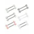 Detailed view of various straight barbell piercing jewelry pieces with different ball finishes. - Style B / Set of 12