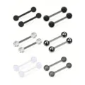 12pcs stainless steel piercing body jewelry tongue nipple rings straight barbell studs - Style A / Set of 12