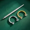 Σετ piercing πέταλο από ανοξείδωτο ατσάλι με λαμπερά ζιργκόν και πρακτικό εργαλείο τοποθέτησης. - Σετ 3 Τεμαχίων (6mm) / Χρυσό