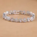 Pulsera de cadena de circonita cubica cristal plateada de moda para mujeres elegante chic. - Blanco