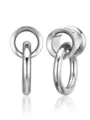 Stainless steel ear tunnels with hanging rings body piercing jewelry detailed close up view - 8mm / Silver