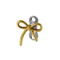G23 titanium dermal anchor top featuring a minimalist bow design for body piercing jewelry. - Gold