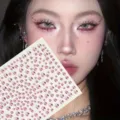 Hoja de pegatinas de diamantes de imitación para cara rosa, gemas de cristal 3D. - Estilo Cristal Rosa / 16cmx12cmx1.5cm