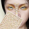 Pegatinas de cristal 3D para la cara, diamantes de imitación para maquillaje de ojos - Estilo Dorado / 16cmx12cmx1.5cm