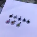 Bunter Zirkon Blumen Anhänger Halskette AAA Grad Kupfer Vergoldet Modeschmuck - Nur Anhänger (Ohne Kette) / Granatrot