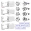 4-piece disposable ear piercing gun set with clear cubic zirconia stud earrings and pads. - Transparent Zirconia Stud Style / 4 Pieces/Pack