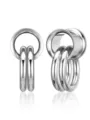 Stainless steel ear tunnels plugs with hanging rings body piercing jewelry pair silver - 10mm / Silver