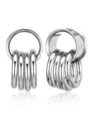 Stainless steel ear weights tunnel plugs with hanging hoop rings variant style piercing jewelry. - 14mm / Silver