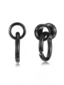 Pair of black stainless steel ear tunnel plugs with hanging ring body piercing stretching jewelry. - 8mm / Black