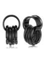 Black stainless steel ear weight tunnel plug with hanging rings body piercing jewelry - 14mm / Black