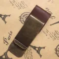 Vintage bronze metal pen clip with leather loop for journal notebook planner stationery accessories - Bronze