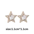Elegante ster oorknopjes met glinsterende AAA zirkonia stenen voor dames en meisjes. - 1,1 cm x 1,1 cm / Witte Zirkoon Verguld