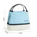 Kleurgeblokkeerde dubbellaags geïsoleerde lunchtas met handige handgrepen en vakken. - Kleurenblok Dubbellaagse Koeltas / Blauw