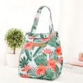 Insulated lunch bag with tropical hibiscus floral print, thermal cooler tote for work and school. - Happy Life