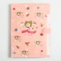 Pink A4 accordion folder with cute winter duck cartoon print, PP document organizer bag. - Pink