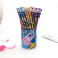Cute cartoon tin bucket HB pencils set, colorful student writing and drawing stationery pens. - 72 Pieces Hexagonal Pencils in Round Metal Box