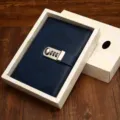 A5 vintage password notebook with lock, dark blue leather journal, exquisite gift box. - Dark Blue
