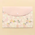 Cute pink floral A4 document folder with snap button, waterproof PP file storage bag. - Floral Pink