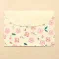 A4 horizontal waterproof PP file folder with cute pink floral pattern and snap button closure. - Floral Yellow