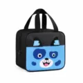 Insulated lunch bag for women men kids, portable thermal cooler tote box with cute dog design. - Black Puppy