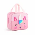 Cute pink unicorn insulated lunch bag for students and office workers with sturdy handles. - Rainbow Horse Pink
