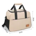 Geïsoleerde lunchtas beige draagbare koeltas met gaasvakken en duurzame handgrepen. - Khaki