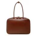Borsa a tracolla in pelle marrone, elegante borsa Boston retrò con sottili cinturini lunghi. - 35*12*23cm / Rosso Vino