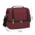 Insulated lunch bag double decker thermal cooler bag for work picnic food storage - Burgundy