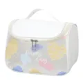 Portable waterproof cosmetic bag, clear frosted toiletry organizer with handle for travel. - White