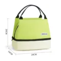 Groen-beige dubbellaagse geïsoleerde lunchtas, draagbare thermische lunchpakket tas. - Kleurenblok Dubbellaagse Koeltas / Groen
