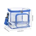 Sac de cosmétiques transparent avec bandoulière et bordure bleue, grand sac de repas pratique. - Sac bandoulière transparent carré bleu roi