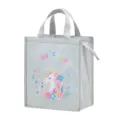 Insulated lunch bag for women and men, cute unicorn thermal tote bag for work school. - Gray