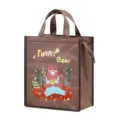 Thickened aluminum foil insulated lunch bag with cute cartoon bear design and zipper closure. - Coffee