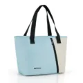 Bicolor insulated lunch bag stylish tote cooler bag for office women with zipper pocket. - Blue - Color Block Zippered T-Shape Bag